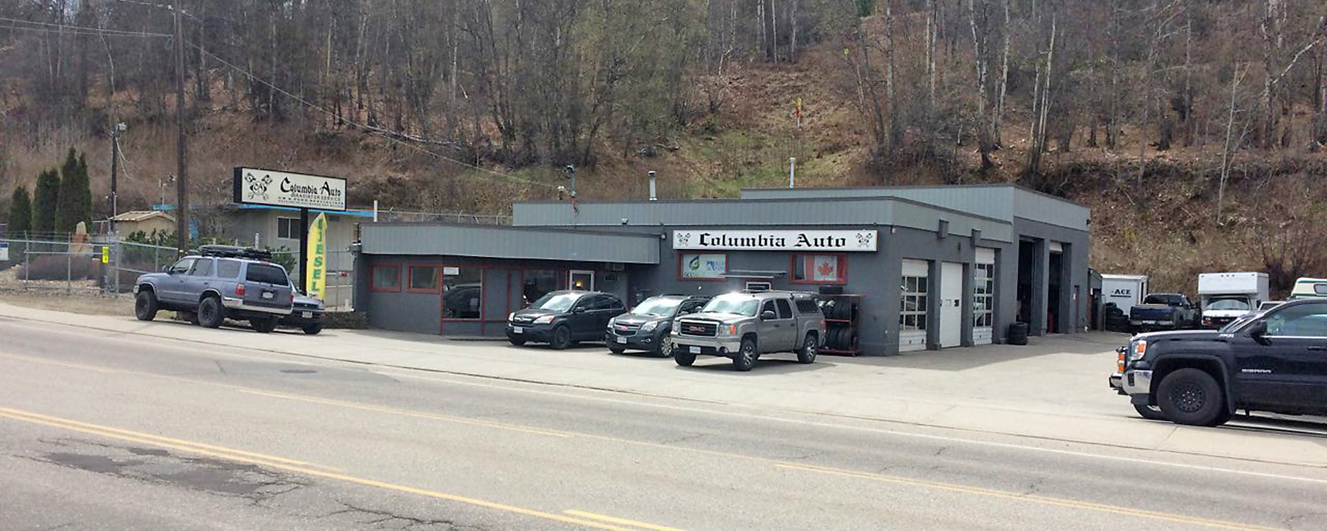 Exterior  of Columbia Auto Building in Castlegar, BC 