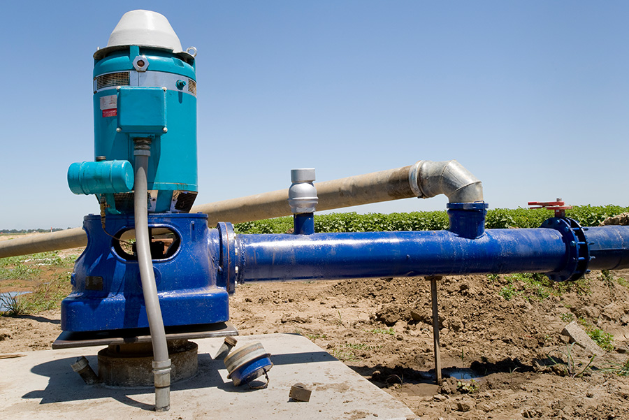 blue irrigation pump