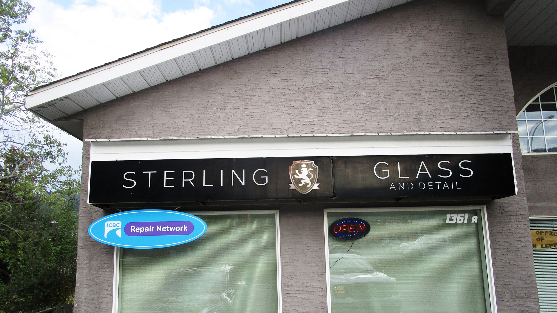 Sterling Glass storefront in Fernie, BC 