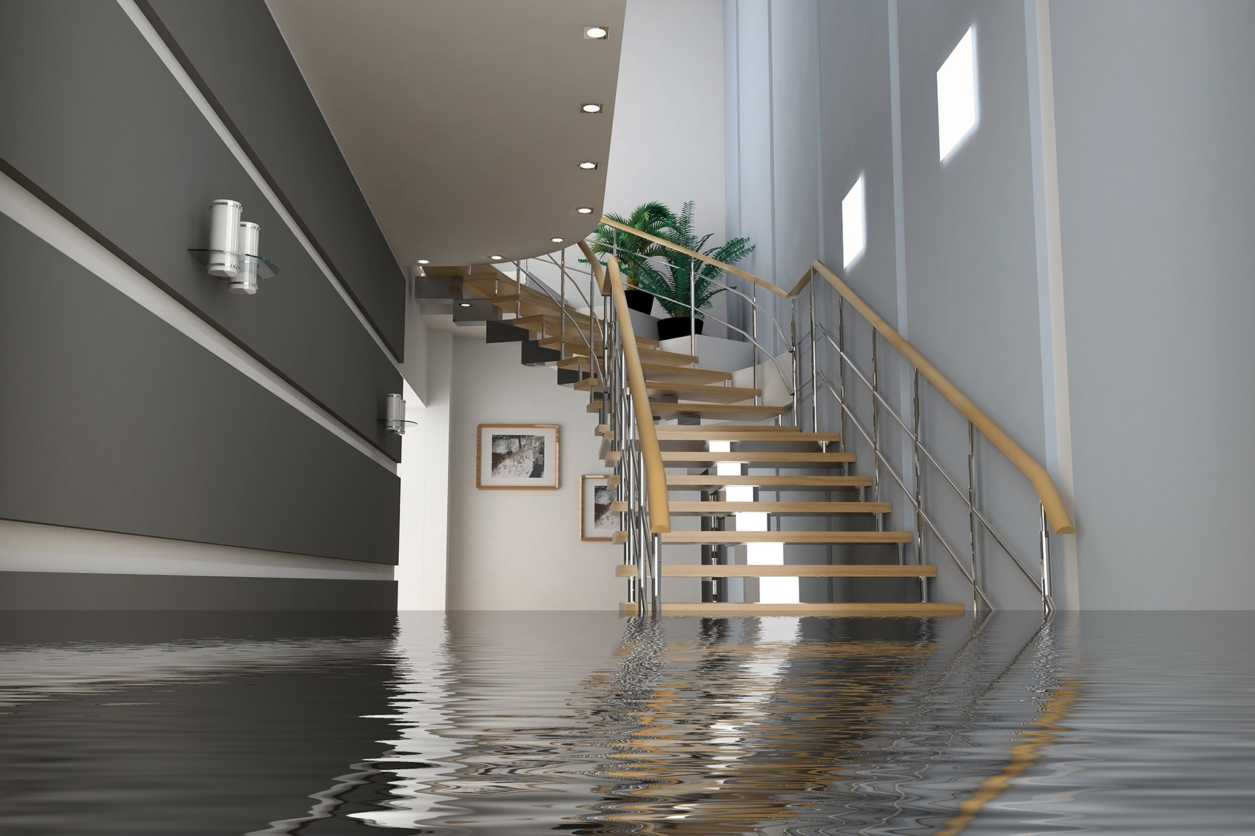 Flood on the main floor in a home