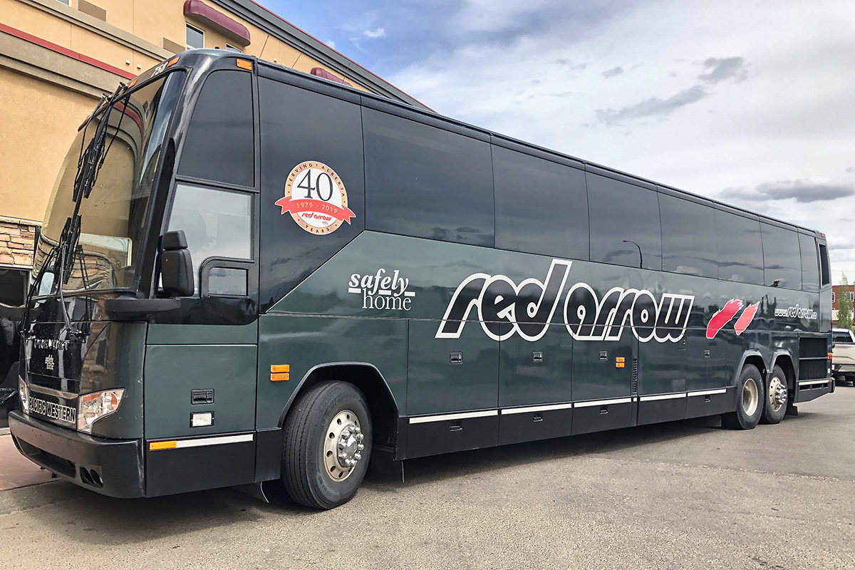 Red Arrow bus at Grande Prairie location. 