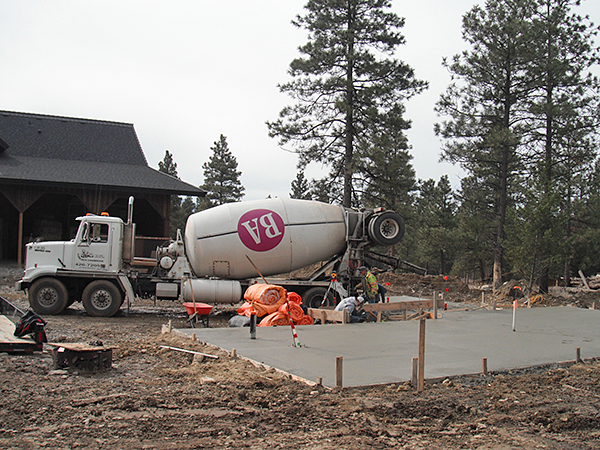 Concrete ready mix truck ready to pour concrete