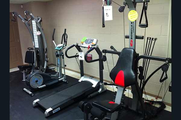 Inside store displaying workout equipment