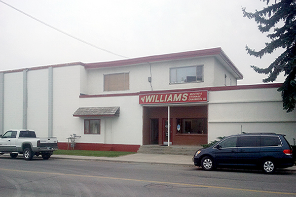 Exterior of building with company sign Williams Moving and Storage Cranbrook limited