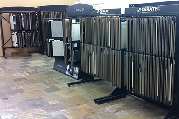 Samples of floor tile on display at Cranbrook Flooring