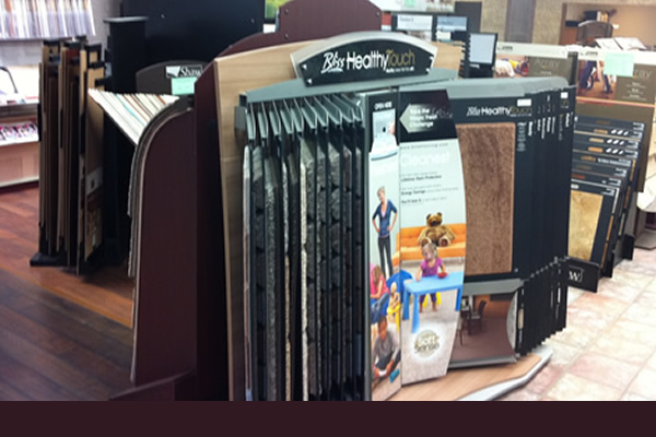Carpet and flooring samples on display at Cranbrook Flooring