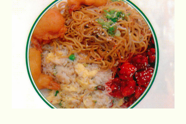 A plate of Chinese food