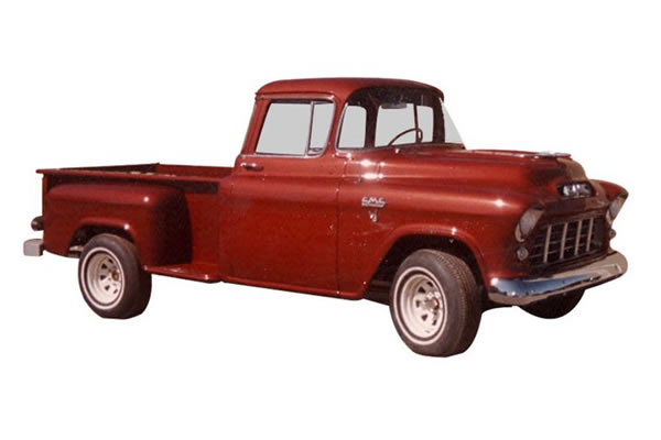 Orange truck with a refinished paint job