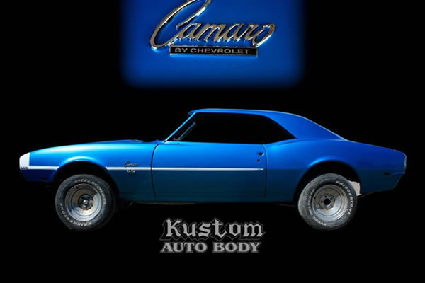 blue camaro with a refinished paint job