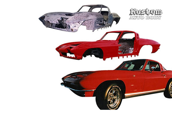 Body of a car in a shell state to a refinished state