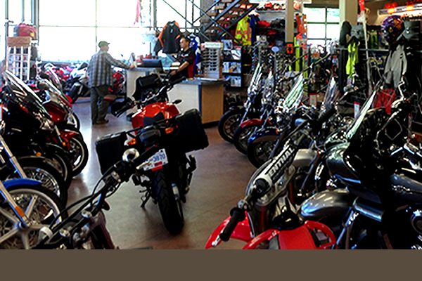 Inside store at Main Jet Motorsports displaying motorcycles