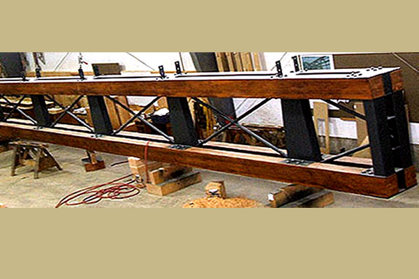 horizontal wooden and metal structural beam