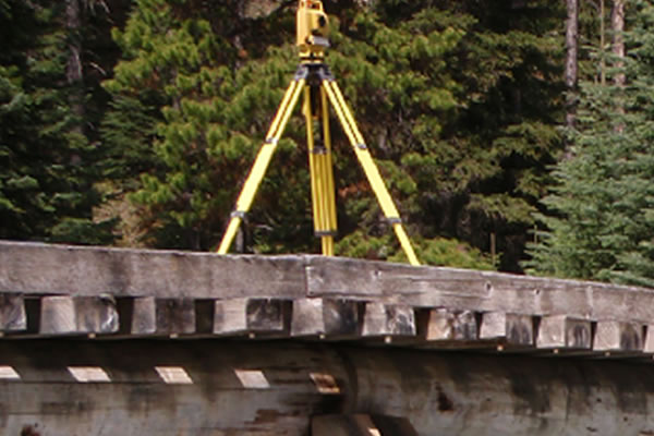Surveying equipment on a bridge