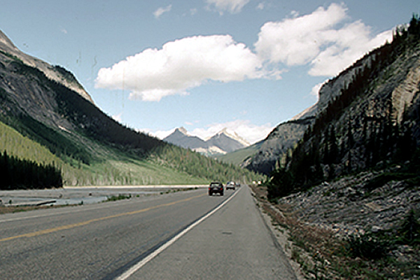 Highway in between mountains 