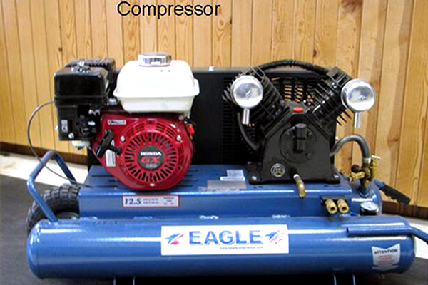Air compressors on display