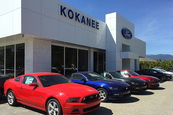 Ford cars parked outside of building at Kokanee Ford Sales