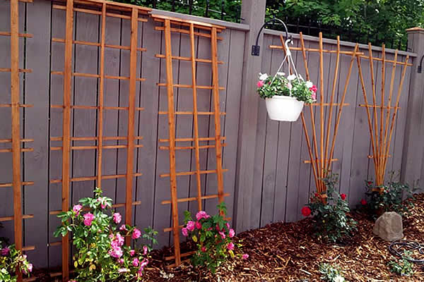 wooden lattices for plant growth for vines to crawl up