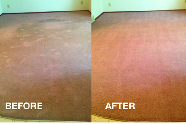 picture of a carpeted room, Before and after having carpet cleaned 