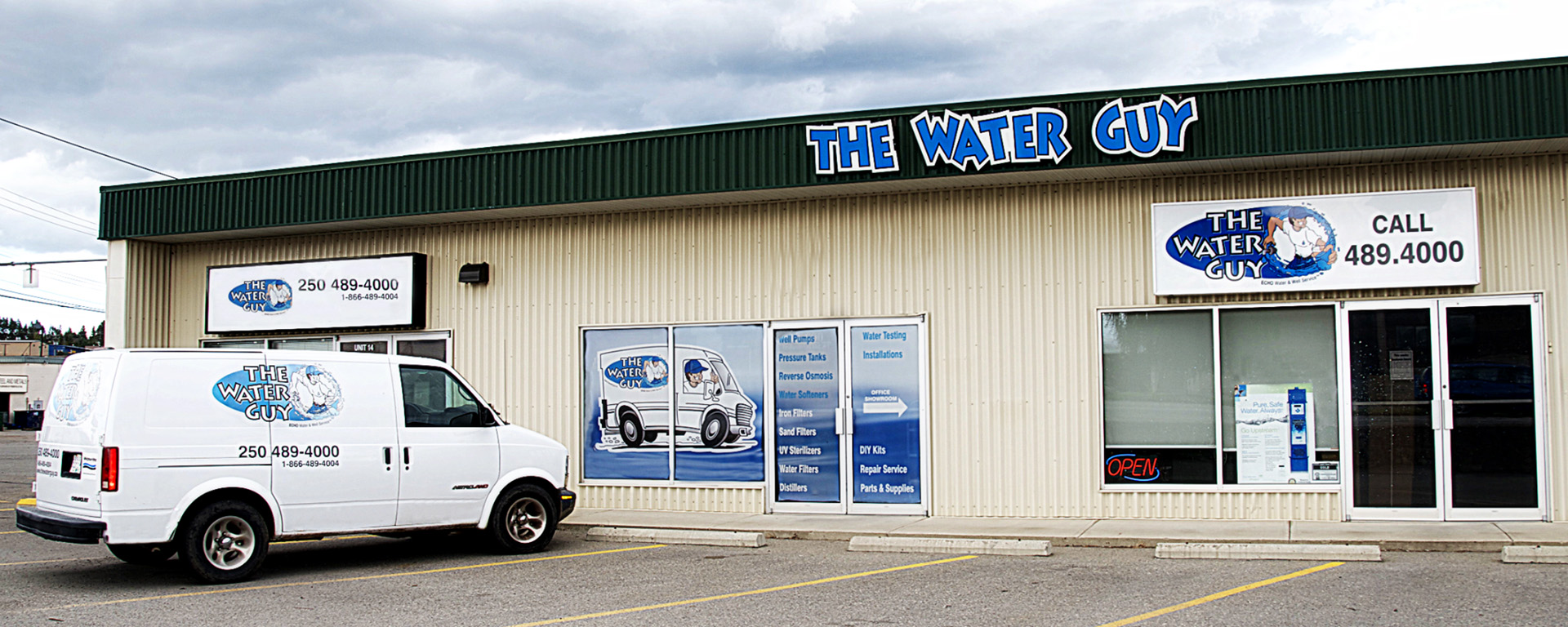 Exterior of The Water Guy building in Cranbrook, BC. 