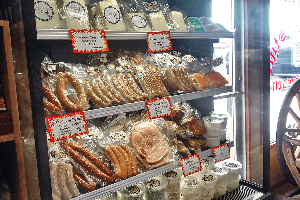 Packaged sausages on display at Rick's Fine Meats and Sausage