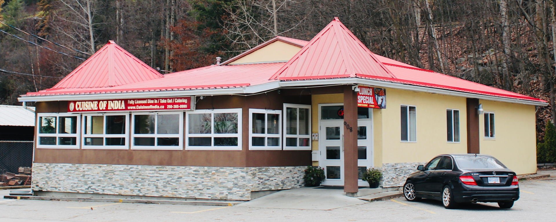 Exterior of Cuisine of India Restaurant in Castlegar. 