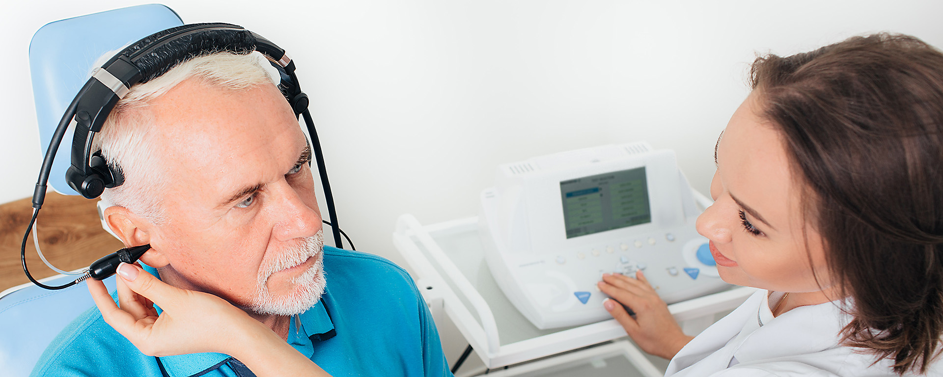 Senior man getting hearing test 