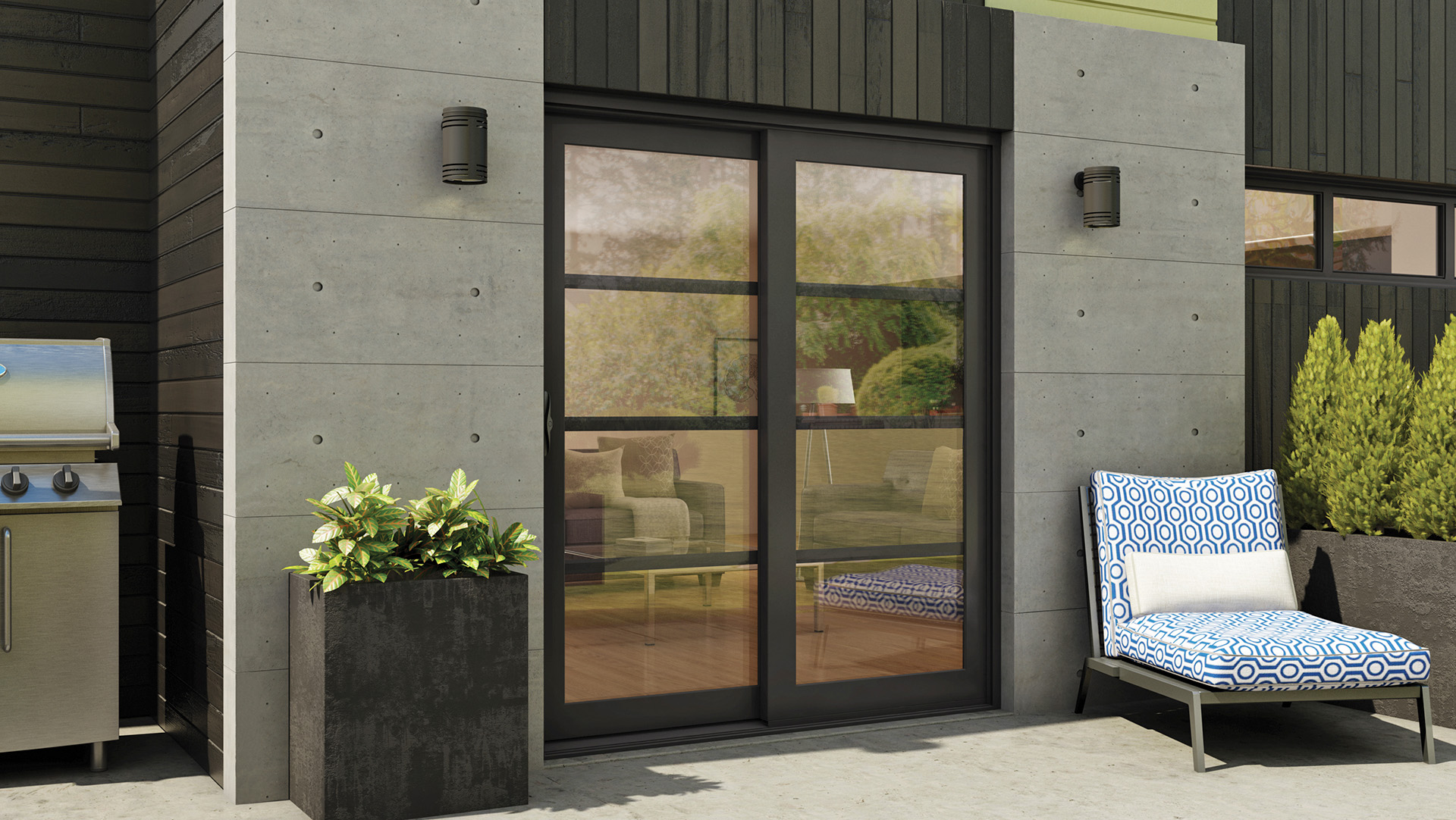 A heavy-duty industrial-looking sliding door into a building. 